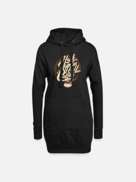 Kaffee - Hoodie-Kleid - Schwarz