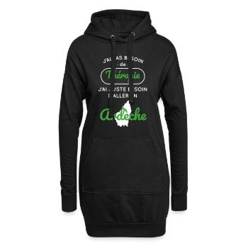Pas besoin de thérapie Besoin aller en Ardèche - Sweat-shirt à capuche long Femme - noir - Devant