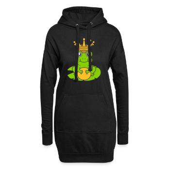 Le roi grenouille enchanté est assis nénuphar - Sweat-shirt à capuche long Femme - noir - Devant