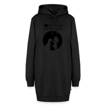 Dog Hund - Hoodie-Kleid - Schwarz - Vorne - AI Model Female 172 light (172cm)