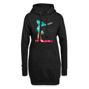 Gymnastique, Athlétisme, Gymnastique PopArt - Sweat-shirt à capuche long Femme - noir - Devant