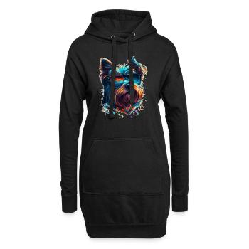 Cool coloré hipster terrier avec des lunettes de soleil - Sweat-shirt à capuche long Femme - noir - Devant