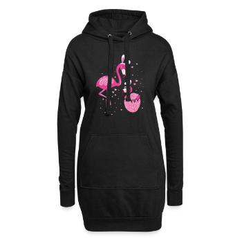 Flamant rose de Pâques Maman et enfant adorent l’imprimé léopard - Sweat-shirt à capuche long Femme - noir - Devant