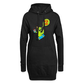 2. Geburtstag Niedlicher Dinosaurier - Hoodie-Kleid - Schwarz - Vorne