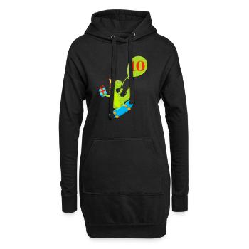 Niedlicher Dinosaurier zum 10-jährigen Jubiläum - Hoodie-Kleid - Schwarz - Vorne