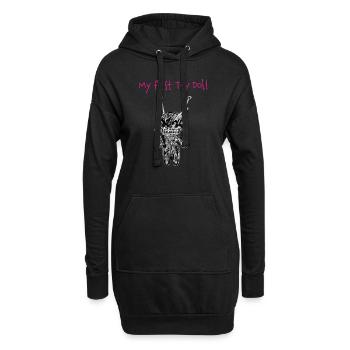 Cute Voodoo-Doll - Hoodie-Kleid - Schwarz - Vorne