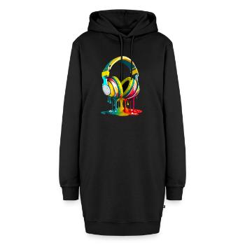 Kopfhörer - Hoodie-Kleid - Schwarz - Vorne - AI Model Female 172 light (172cm)