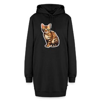 Bengalische Katze - Hoodie-Kleid - Schwarz - Vorne