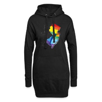 New Jersey (États-Unis) | Drapeau réel | Texte LGBTQIA+ - Sweat-shirt à capuche long Femme - noir - Devant