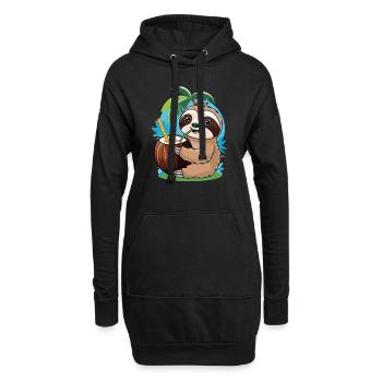 Relaxed Faultier mit Kokosnuss – Sommer-Vibes - Hoodie-Kleid - Schwarz - Vorne