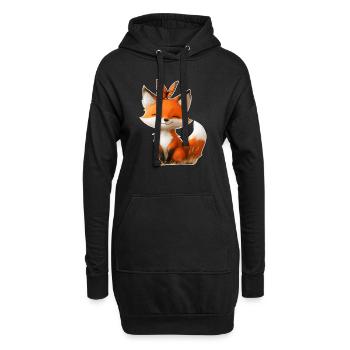 Renard avec papillon - Sweat-shirt à capuche long Femme - noir - Devant
