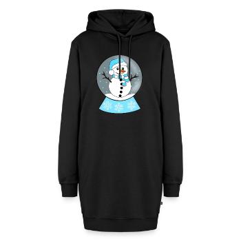 Schneekugel Schneemann - Hoodie-Kleid - Schwarz - Vorne - AI Model Female 172 light (172cm)