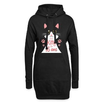 Ado De 16 Ans Chat 16ème Anniversaire Adolescente - Sweat-shirt à capuche long Femme - noir - Devant