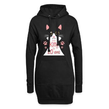 Femme De 20 Ans Chat 20ème Anniversaire Femme - Sweat-shirt à capuche long Femme - noir - Devant