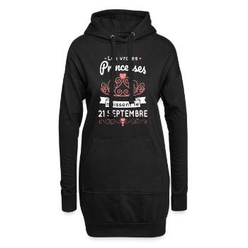 Anniversaire - Princesses naissent le 21 Septembre - Sweat-shirt à capuche long Femme - noir - Devant