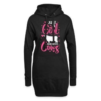 Une fille de la campagne aime les vaches - Sweat-shirt à capuche long Femme - noir - Devant