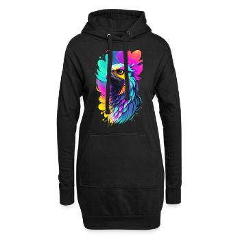 Bunter Adler im Splash Art Stil - Hoodie-Kleid - Schwarz - Vorne