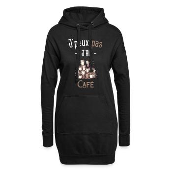 J'peux pas j'ai café - Sweat-shirt à capuche long Femme - noir - Devant