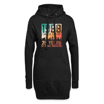35 anniversaire 35 ans né en 1988 - Sweat-shirt à capuche long Femme - noir - Devant