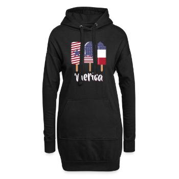 Merica 4 juillet États-Unis - Sweat-shirt à capuche long Femme - noir - Devant