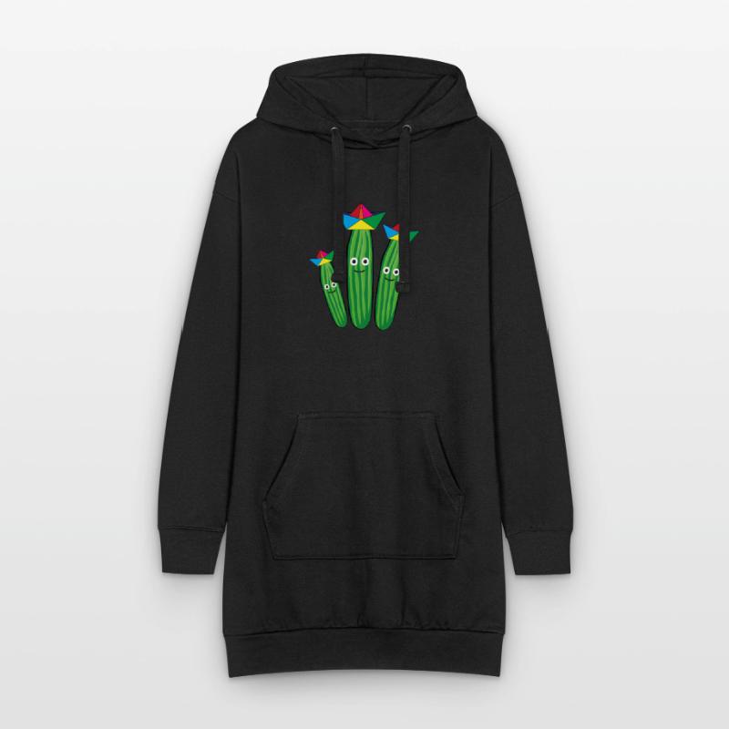 Trio de concombre,Concombre,Concombre,Concombre,Concombre,Concombre,Chapeau, Navire Sweat-shirt à capuche long Femme