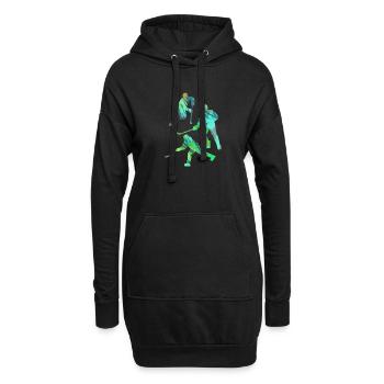Eishockey, Hockey, Graffiti, bunt, stencil - Hoodie-Kleid - Schwarz - Vorne