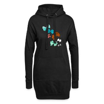 Schleifen,bunte Schleifen, Fliege, karomuster - Hoodie-Kleid - Schwarz - Vorne