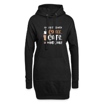 Life is better with a Coffee Cats and Books Cat - Hoodie-Kleid - Schwarz - Vorne