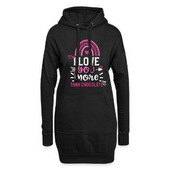 I love you more than chocolate - Hoodie-Kleid - Schwarz - Vorne