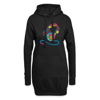 Un casque des modèles et des rayures - Sweat-shirt à capuche long Femme - noir - Devant