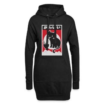 neko black love ramen - Sweat-shirt à capuche long Femme - noir - Devant