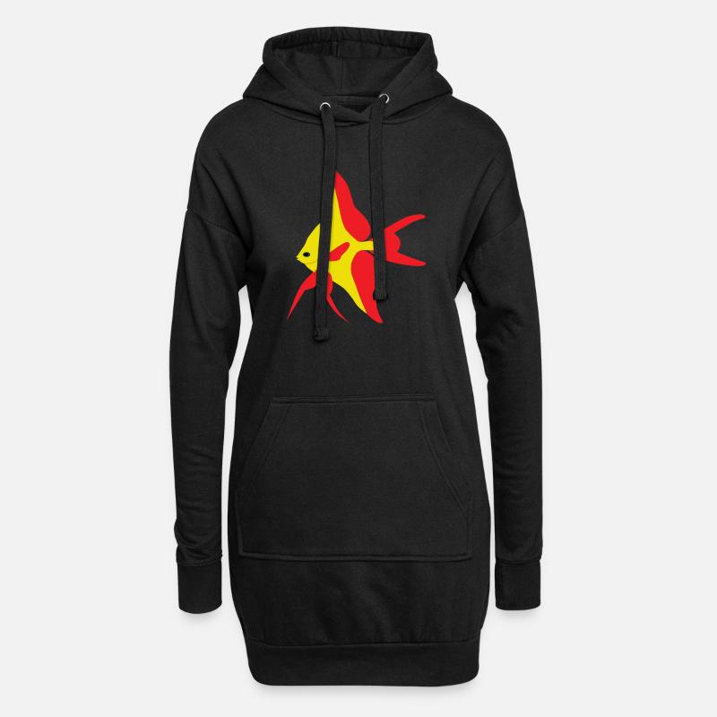 Poisson drapeau rouge et jaune - Sweat-shirt à capuche long Femme - noir