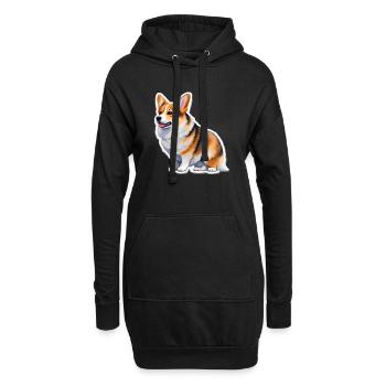 Corgi gallois - Sweat-shirt à capuche long Femme - noir - Devant