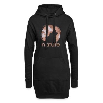 nature, loup, lune, icône, illustration, forêt, logo - Sweat-shirt à capuche long Femme - noir - Devant