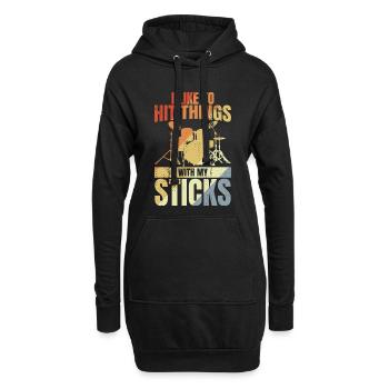 Blague de batteur - Sweat-shirt à capuche long Femme - noir - Devant