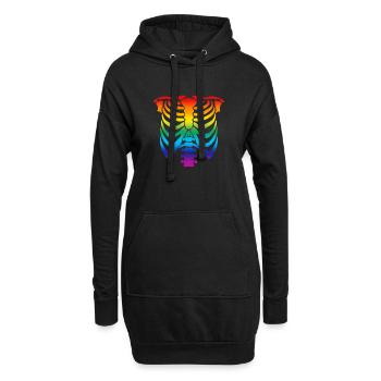 Regenbogen Skelett - Regenbogen Skelett - Hoodie-Kleid - Schwarz - Vorne