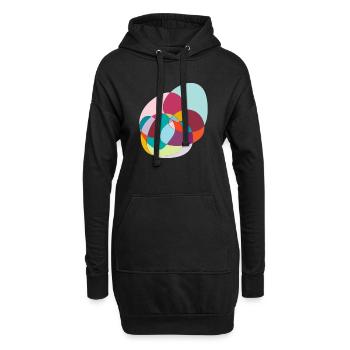 Verschlungene Farbkreise - Hoodie-Kleid - Schwarz - Vorne