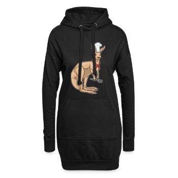 Känguru Koch Pfannenwender Kochen - Hoodie-Kleid - Schwarz - Vorne