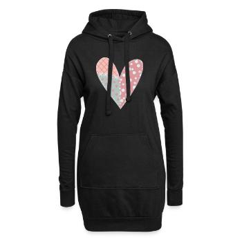 Coeur Patchwork No6 - Sweat-shirt à capuche long Femme - noir - Devant