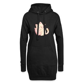 Cuddly Cat Sleeping on Pastel Pillow - Hoodie Dress - black - Front