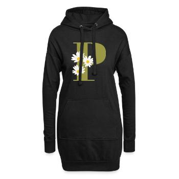 Grüne Gänseblümchen Buchstabe p - Hoodie-Kleid - Schwarz - Vorne
