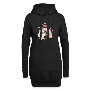 Celestial Cat Rainbow Love - Hoodie-Kleid - Schwarz - Vorne