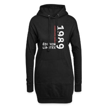 1989 vintage typographic style - Hoodie Dress - black - Front