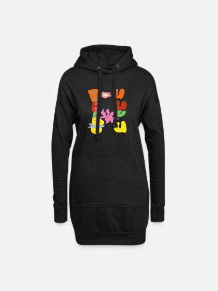 Bubble Bloom Groovy Buchstaben - Hoodie-Kleid - Schwarz