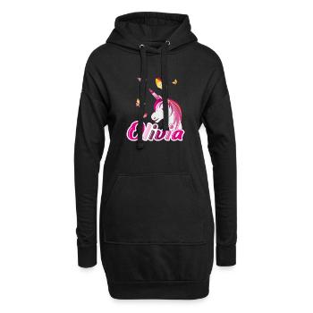 Olivia Licorne aux papillons - Sweat-shirt à capuche long Femme - noir - Devant