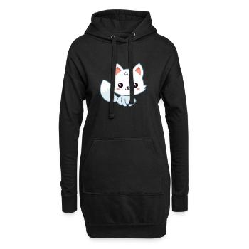 Renard pastel blanc kawaii - Sweat-shirt à capuche long Femme - noir - Devant