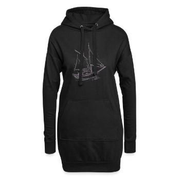 Segelabenteuer Silhouette: Elegante Segler - Hoodie-Kleid - Schwarz - Vorne