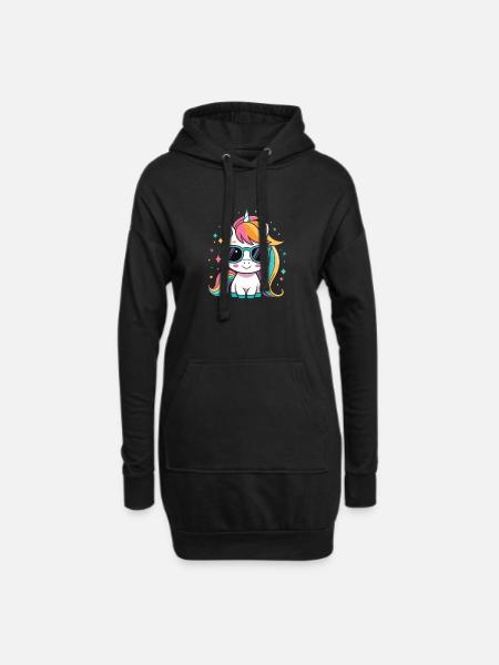 Regenbogen-Einhorn-Sonnenbrille - Hoodie-Kleid - Schwarz