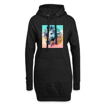 cheval - Sweat-shirt à capuche long Femme - noir - Devant