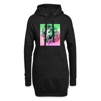 cheval - Sweat-shirt à capuche long Femme - noir - Devant